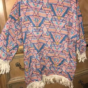 Colorful fringe kimono size s/m